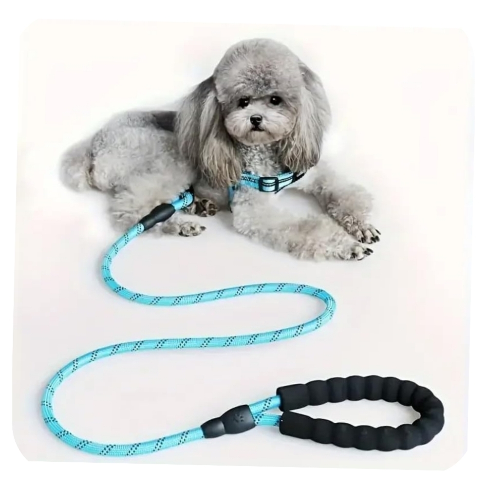 👣4/$20. Blue and Black Reflective Rope Dog Leash. 5 Ft.  NWT - Picture 4 of 7
